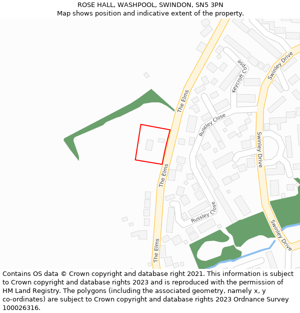 ROSE HALL, WASHPOOL, SWINDON, SN5 3PN: Location map and indicative extent of plot