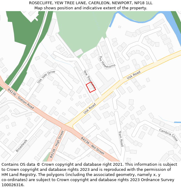 ROSECLIFFE, YEW TREE LANE, CAERLEON, NEWPORT, NP18 1LL: Location map and indicative extent of plot