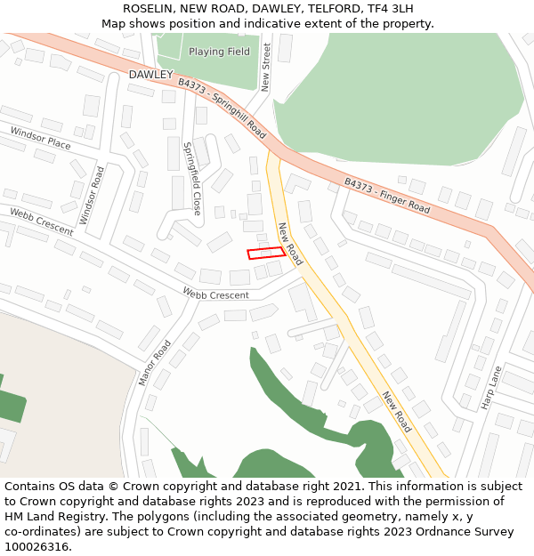 ROSELIN, NEW ROAD, DAWLEY, TELFORD, TF4 3LH: Location map and indicative extent of plot