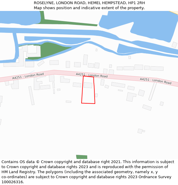 ROSELYNE, LONDON ROAD, HEMEL HEMPSTEAD, HP1 2RH: Location map and indicative extent of plot