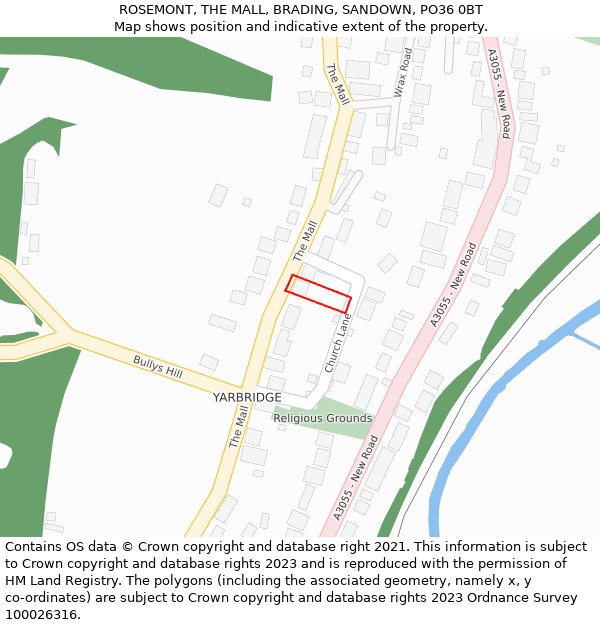 ROSEMONT, THE MALL, BRADING, SANDOWN, PO36 0BT: Location map and indicative extent of plot