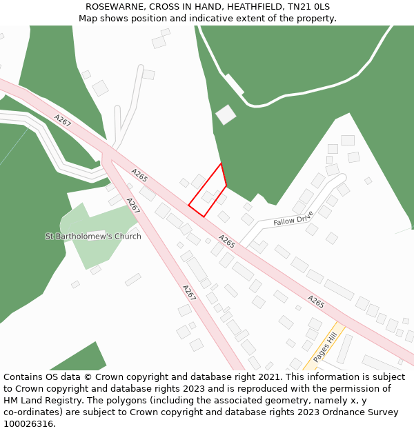 ROSEWARNE, CROSS IN HAND, HEATHFIELD, TN21 0LS: Location map and indicative extent of plot