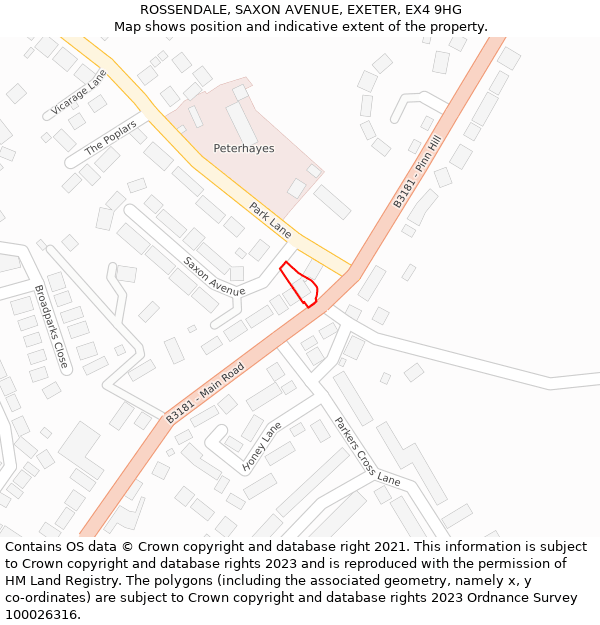 ROSSENDALE, SAXON AVENUE, EXETER, EX4 9HG: Location map and indicative extent of plot