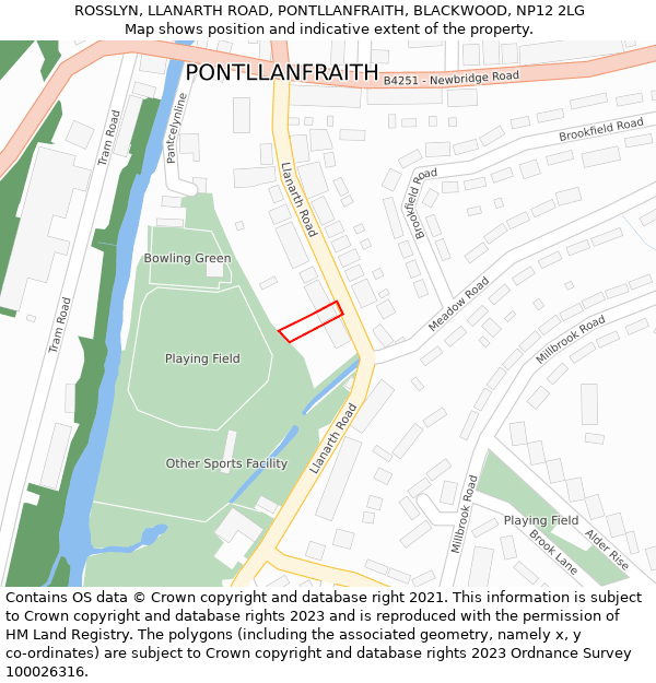 ROSSLYN, LLANARTH ROAD, PONTLLANFRAITH, BLACKWOOD, NP12 2LG: Location map and indicative extent of plot