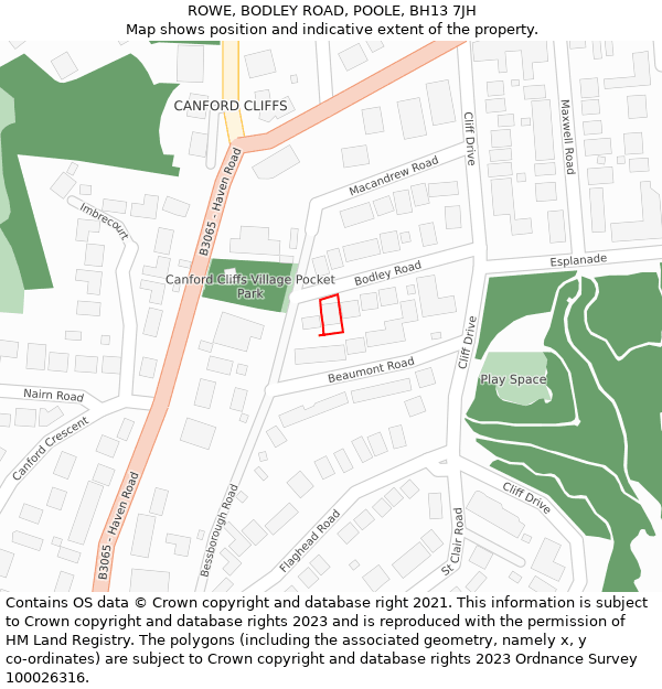 ROWE, BODLEY ROAD, POOLE, BH13 7JH: Location map and indicative extent of plot