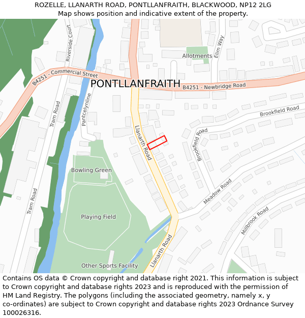 ROZELLE, LLANARTH ROAD, PONTLLANFRAITH, BLACKWOOD, NP12 2LG: Location map and indicative extent of plot