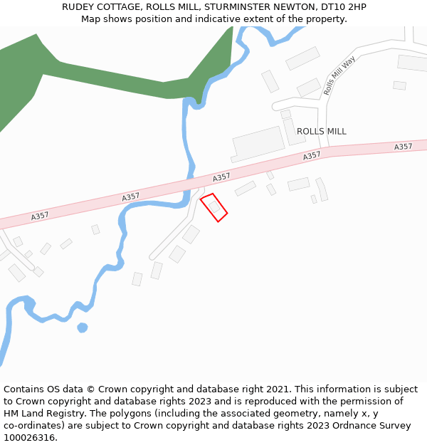 RUDEY COTTAGE, ROLLS MILL, STURMINSTER NEWTON, DT10 2HP: Location map and indicative extent of plot