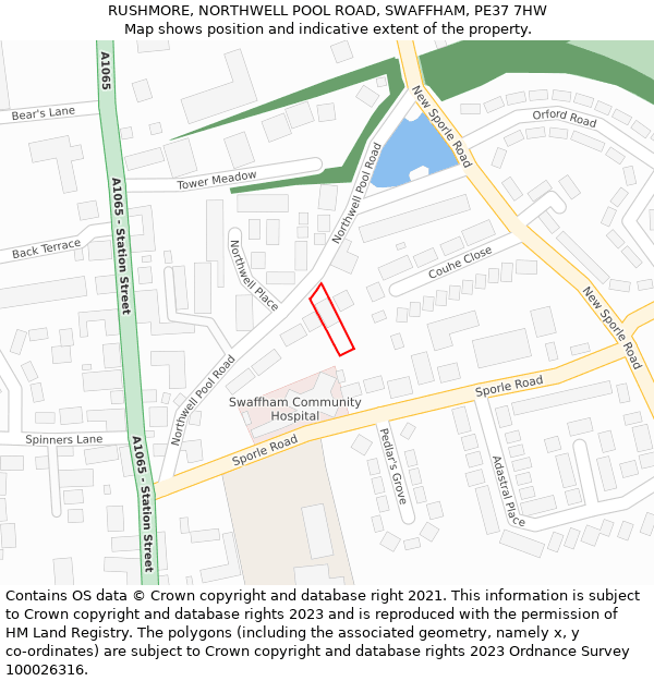 RUSHMORE, NORTHWELL POOL ROAD, SWAFFHAM, PE37 7HW: Location map and indicative extent of plot