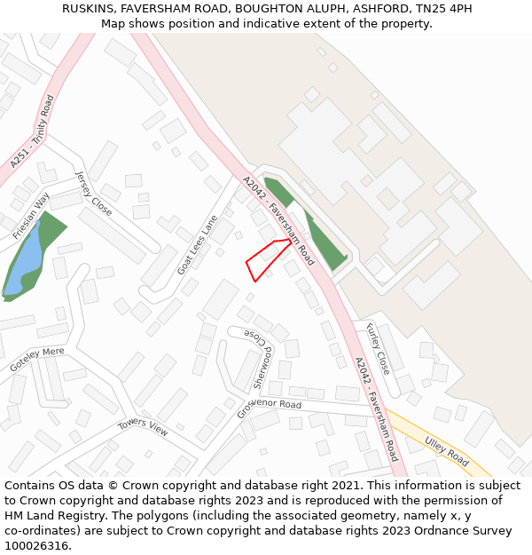 RUSKINS, FAVERSHAM ROAD, BOUGHTON ALUPH, ASHFORD, TN25 4PH: Location map and indicative extent of plot