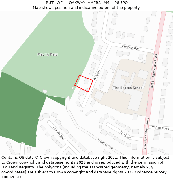 RUTHWELL, OAKWAY, AMERSHAM, HP6 5PQ: Location map and indicative extent of plot