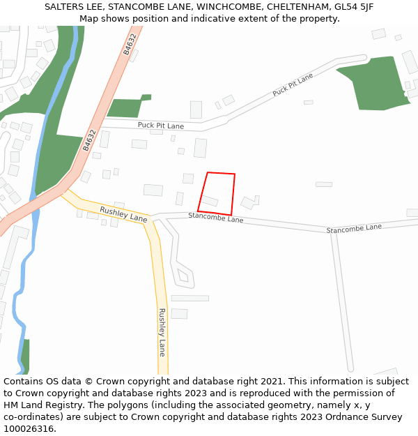 SALTERS LEE, STANCOMBE LANE, WINCHCOMBE, CHELTENHAM, GL54 5JF: Location map and indicative extent of plot