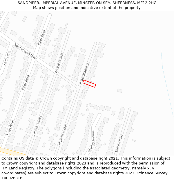 SANDPIPER, IMPERIAL AVENUE, MINSTER ON SEA, SHEERNESS, ME12 2HG: Location map and indicative extent of plot