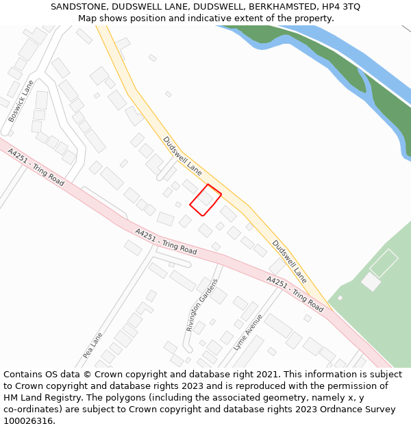 SANDSTONE, DUDSWELL LANE, DUDSWELL, BERKHAMSTED, HP4 3TQ: Location map and indicative extent of plot