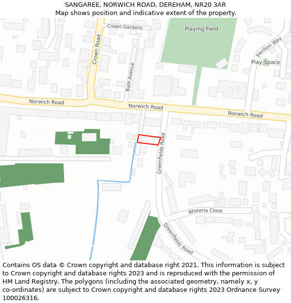 SANGAREE, NORWICH ROAD, DEREHAM, NR20 3AR: Location map and indicative extent of plot