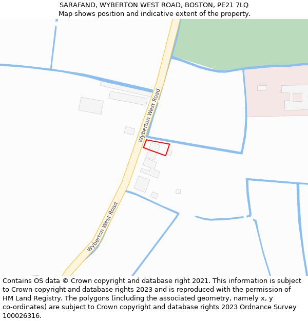 SARAFAND, WYBERTON WEST ROAD, BOSTON, PE21 7LQ: Location map and indicative extent of plot