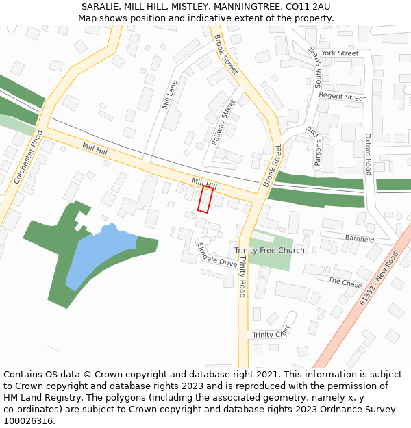 SARALIE, MILL HILL, MISTLEY, MANNINGTREE, CO11 2AU: Location map and indicative extent of plot