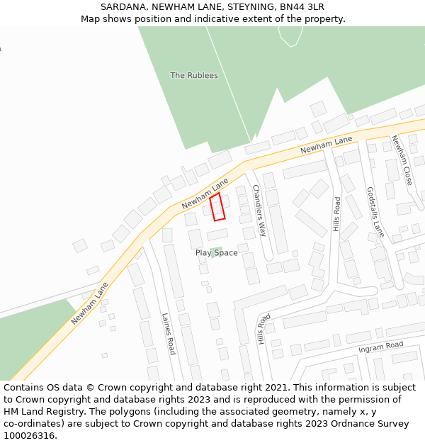 SARDANA, NEWHAM LANE, STEYNING, BN44 3LR: Location map and indicative extent of plot
