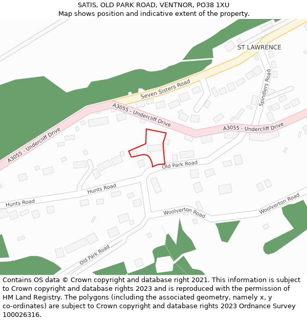 SATIS, OLD PARK ROAD, VENTNOR, PO38 1XU: Location map and indicative extent of plot