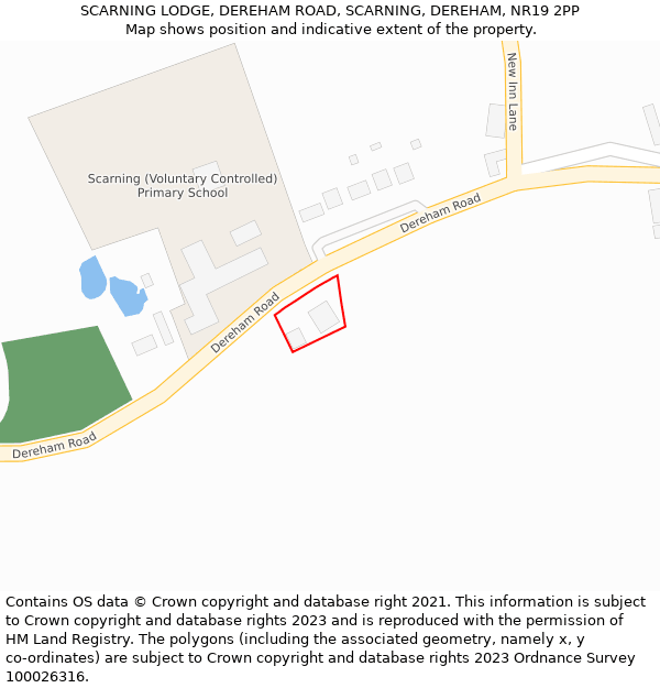 SCARNING LODGE, DEREHAM ROAD, SCARNING, DEREHAM, NR19 2PP: Location map and indicative extent of plot