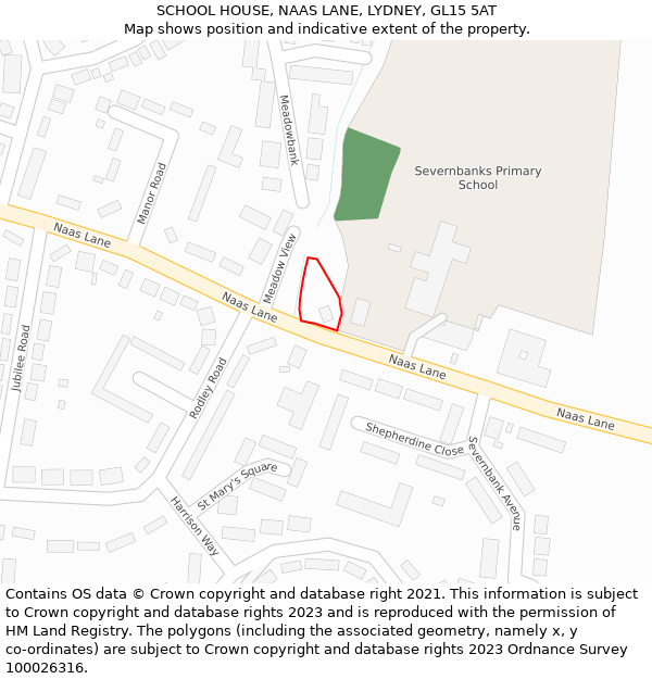 SCHOOL HOUSE, NAAS LANE, LYDNEY, GL15 5AT: Location map and indicative extent of plot