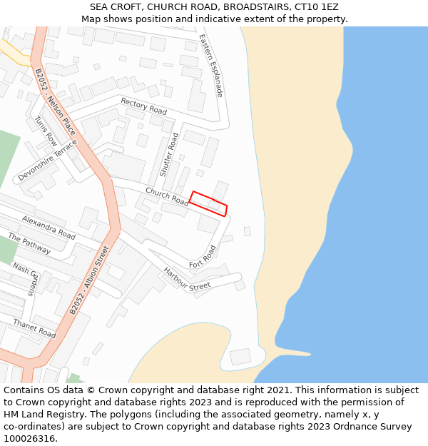 SEA CROFT, CHURCH ROAD, BROADSTAIRS, CT10 1EZ: Location map and indicative extent of plot