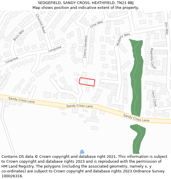 SEDGEFIELD, SANDY CROSS, HEATHFIELD, TN21 8BJ: Location map and indicative extent of plot