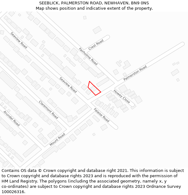 SEEBLICK, PALMERSTON ROAD, NEWHAVEN, BN9 0NS: Location map and indicative extent of plot