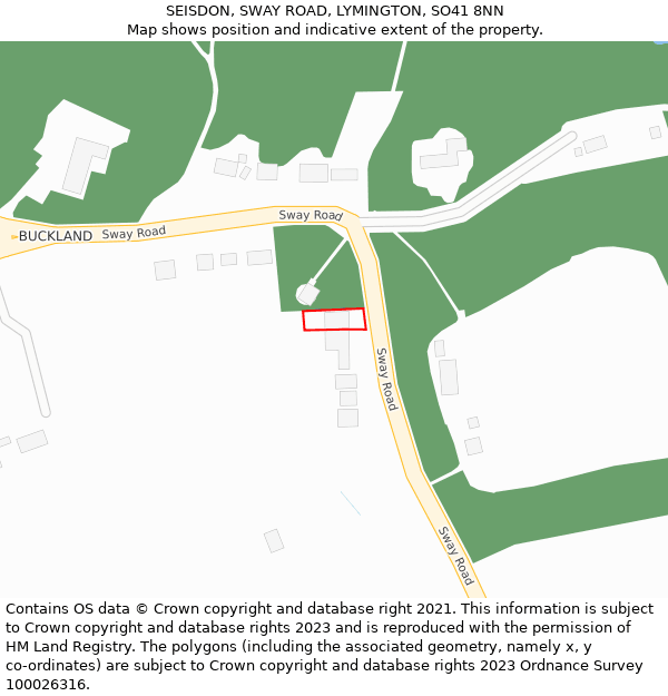 SEISDON, SWAY ROAD, LYMINGTON, SO41 8NN: Location map and indicative extent of plot