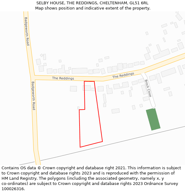 SELBY HOUSE, THE REDDINGS, CHELTENHAM, GL51 6RL: Location map and indicative extent of plot