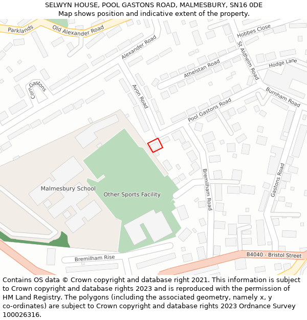 SELWYN HOUSE, POOL GASTONS ROAD, MALMESBURY, SN16 0DE: Location map and indicative extent of plot