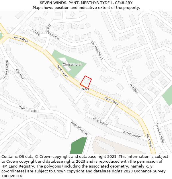 SEVEN WINDS, PANT, MERTHYR TYDFIL, CF48 2BY: Location map and indicative extent of plot