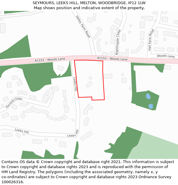 SEYMOURS, LEEKS HILL, MELTON, WOODBRIDGE, IP12 1LW: Location map and indicative extent of plot