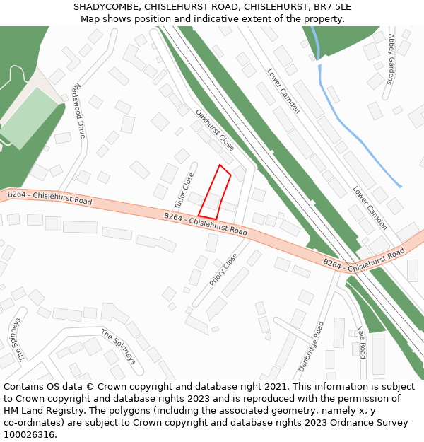 SHADYCOMBE, CHISLEHURST ROAD, CHISLEHURST, BR7 5LE: Location map and indicative extent of plot