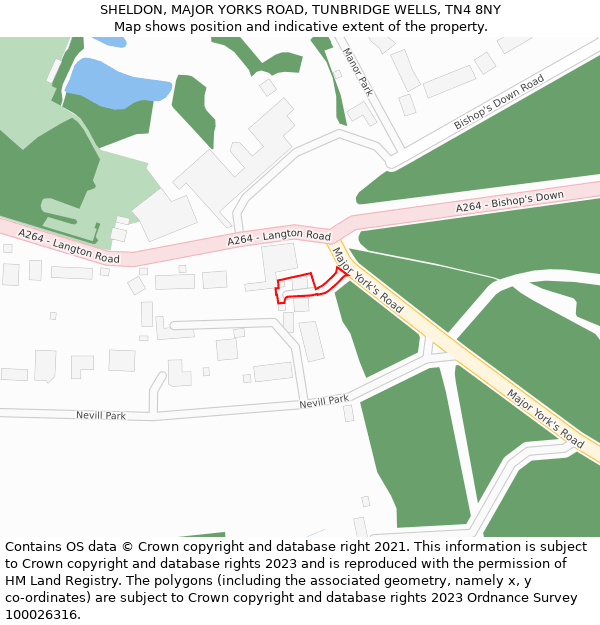 SHELDON, MAJOR YORKS ROAD, TUNBRIDGE WELLS, TN4 8NY: Location map and indicative extent of plot
