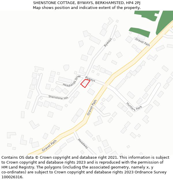 SHENSTONE COTTAGE, BYWAYS, BERKHAMSTED, HP4 2PJ: Location map and indicative extent of plot