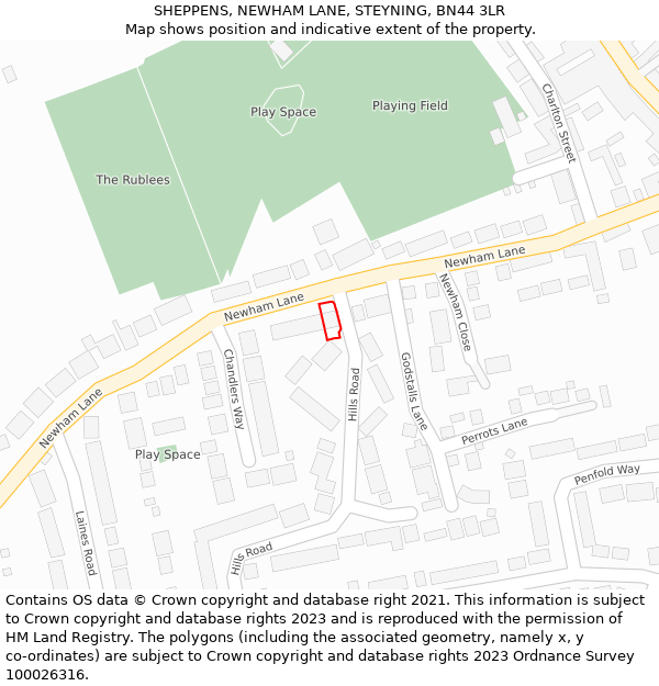 SHEPPENS, NEWHAM LANE, STEYNING, BN44 3LR: Location map and indicative extent of plot