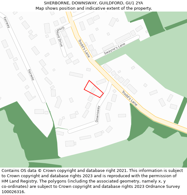 SHERBORNE, DOWNSWAY, GUILDFORD, GU1 2YA: Location map and indicative extent of plot