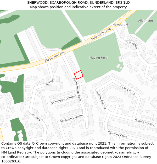 SHERWOOD, SCARBOROUGH ROAD, SUNDERLAND, SR3 1LD: Location map and indicative extent of plot