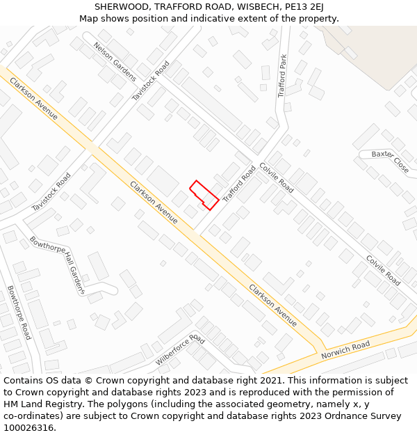 SHERWOOD, TRAFFORD ROAD, WISBECH, PE13 2EJ: Location map and indicative extent of plot