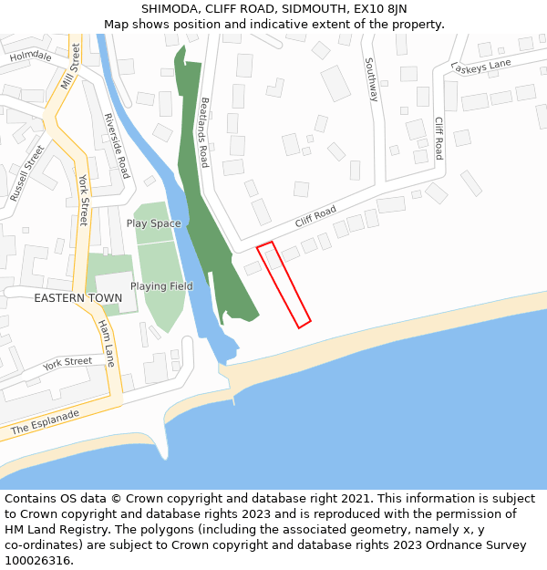 SHIMODA, CLIFF ROAD, SIDMOUTH, EX10 8JN: Location map and indicative extent of plot
