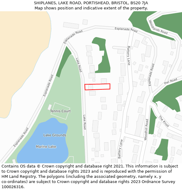 SHIPLANES, LAKE ROAD, PORTISHEAD, BRISTOL, BS20 7JA: Location map and indicative extent of plot