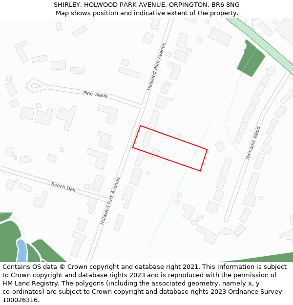 SHIRLEY, HOLWOOD PARK AVENUE, ORPINGTON, BR6 8NG: Location map and indicative extent of plot