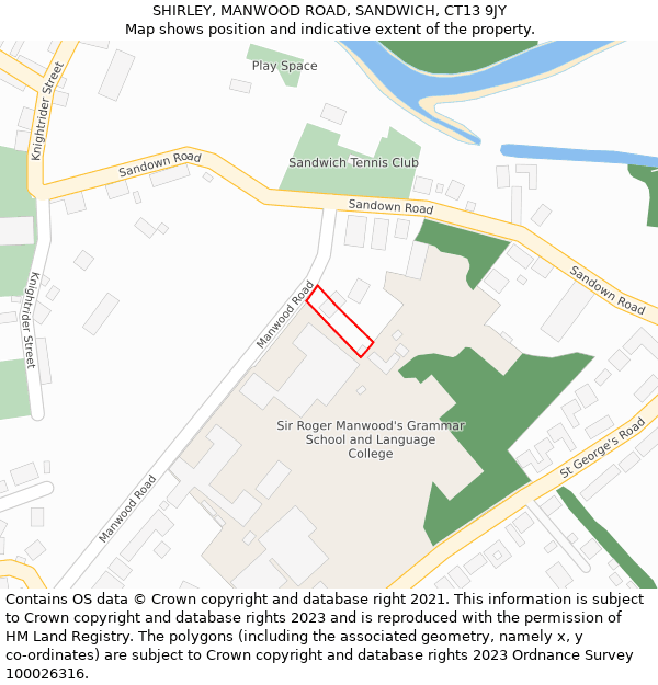 SHIRLEY, MANWOOD ROAD, SANDWICH, CT13 9JY: Location map and indicative extent of plot