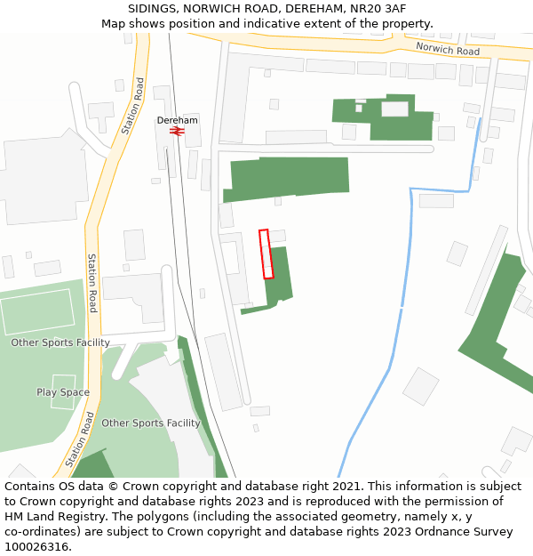 SIDINGS, NORWICH ROAD, DEREHAM, NR20 3AF: Location map and indicative extent of plot