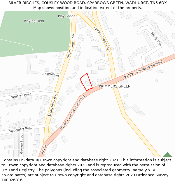 SILVER BIRCHES, COUSLEY WOOD ROAD, SPARROWS GREEN, WADHURST, TN5 6DX: Location map and indicative extent of plot