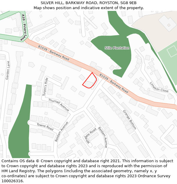 SILVER HILL, BARKWAY ROAD, ROYSTON, SG8 9EB: Location map and indicative extent of plot