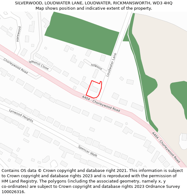 SILVERWOOD, LOUDWATER LANE, LOUDWATER, RICKMANSWORTH, WD3 4HQ: Location map and indicative extent of plot