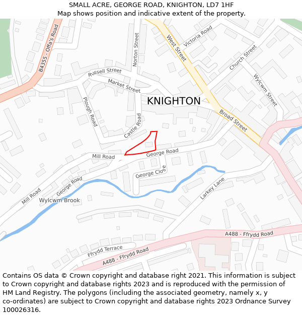 SMALL ACRE, GEORGE ROAD, KNIGHTON, LD7 1HF: Location map and indicative extent of plot
