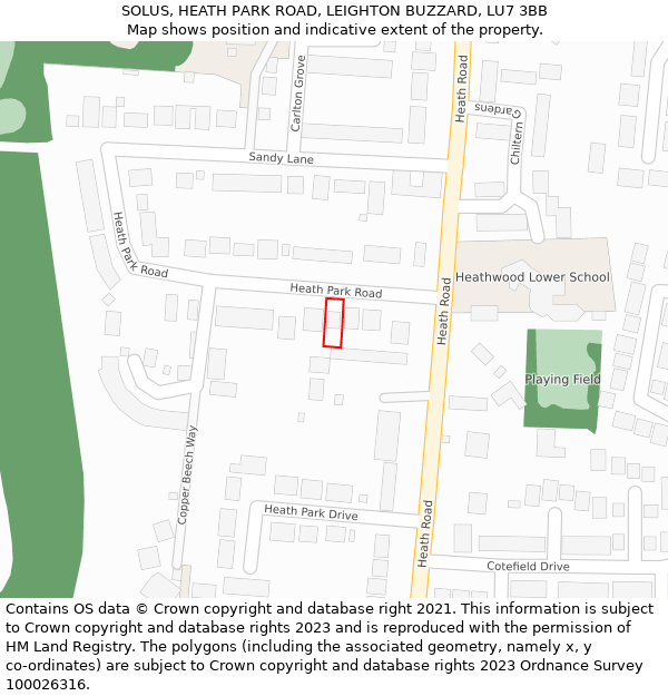 SOLUS, HEATH PARK ROAD, LEIGHTON BUZZARD, LU7 3BB: Location map and indicative extent of plot