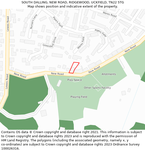 SOUTH DALLING, NEW ROAD, RIDGEWOOD, UCKFIELD, TN22 5TG: Location map and indicative extent of plot